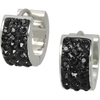 Amello Paar Creolen Amello Ohrringe Edelstahl Creolen schwarz (Creolen), Damen Creolen aus Edelstahl (Stainless Steel), silberfarben, schwarz schwarz|silberfarben