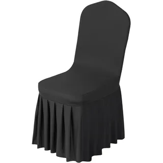 Vevor Stuhlhussen Stuhlbezug mit Flacher Vorderseite 30 STK. waschbarer Stuhlüberzug aus Polyester-Spandex für Hochzeitsfeiern Esszimmerbankette, passend für Stühle (Schwarz)