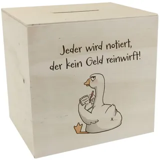 Gilbert die Gans Spardose aus Holz mit Spruch Notiert wer kein Geld einwirft Perfekte Trinkgeldkasse für Büro Arbeit Kollegen Chef und Freunde Notiert jeden Cent