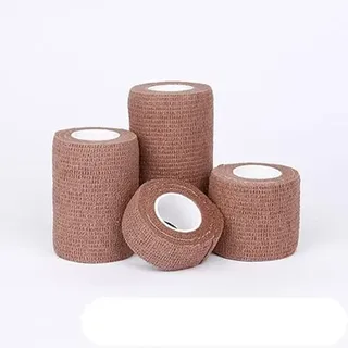 4,8 m Buntes, selbstklebendes, elastisches Sportbandage-Wickelband für Kniestützpolster, Finger, Knöchel, Handfläche, Schulter-Braun, 7,5 cm x 4,8 m