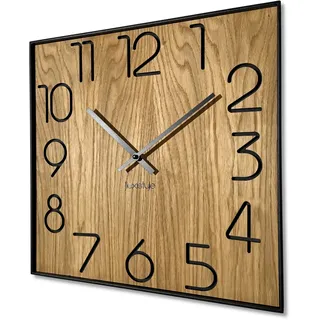 Wanduhr Aus Holz, Quadratisch, 40 Cm