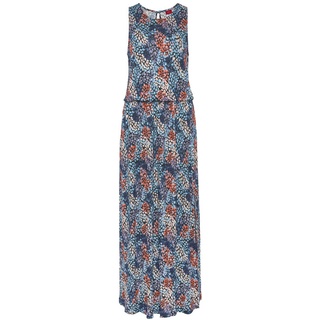 S.Oliver Maxikleid Damen blau-koralle bedruckt Gr.38