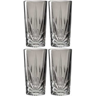 Leonardo Capri Trink-Gläser 4er Set grau, spülmaschinenfeste Saft-Gläser mit Relief Facetten-Schliff, bunte Wasser-Gläser, Glas-Becher, 220 ml, 022358