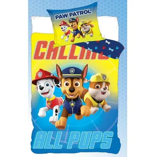 PAW PATROL Kinderbettwäsche Paw Patrol Bettwäsche 2 tlg., Baumwolle, 2 teilig blau|bunt
