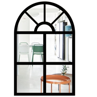 CULASIGN Wandspiegel mit Fensteroptik, 27x42cm, Vintage Bogen Spiegel Fensterspiegel Dekospiegel Dekorativer Hängespiegel für Flur, Schlafzimmer, Wohnzimmer (Schwarz,MZ422)