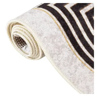 vidaXL Teppich Waschbar 80x150 cm Hellbeige Rutschfest