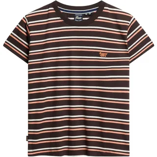 Superdry Damen Figurbetontes Essential T-Shirt mit Logo und Streifen - 38