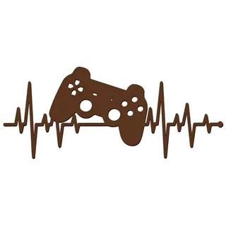 Namofactur 3D-Wandtattoo Holz 3D Wandtattoo Wanddeko Gamer Herzschlag, Gaming Controller Wandtattoo aus Holz, Wandgestaltung für Gamer braun