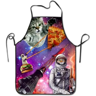 Kochschürze für Pizza-Katzen, Galaxie, Weltraum, Kitty, Küche, Grill, Backschürze, lustig, Hamburg, wasserdicht, schmutzabweisend, Gartenschürzen für Küche und Party