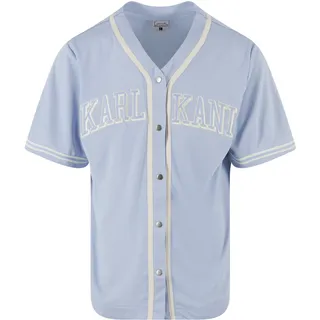 Langarmhemd KARL KANI "Karl Kani College Baseballshirt", Herren, Gr. XS, US-Größen, blau, 100% Polyester, normal, Hemden