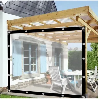 ZHZHXR wasserdichte Plane Windschutz Regenschutz,Plane Wasserdicht Transparent mit ÖSen für Terrasse,Pavillon,Terrassen,AußEnbereich 2.5x2.5m(8.2x8.2ft)