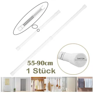 BTTO Vitragenstange Scheibenstange Klemmstange Ø 20/30mm,Gardinen Stange Ohne Bohren, Edelstahl für Türöffnungen,Kleiderschrank,Fensterrahmen,Schlafzimmer weiß