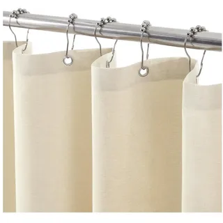LuxusKollektion Duschvorhang Duschvorhang Leinen Metall Duschvorhangringe Wasserdicht 92x182cm beige