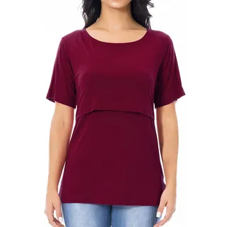 Smallshow Stillshirt Umstandstop T-Shirt Umstandsmode Umstandsshirt Schwangerschaft Kleidung Mutterschafts Kurzarm Shirt - S