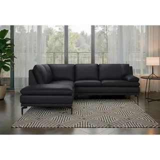 P & B Ecksofa, Schwarz, Leder, Echtleder, Büffelleder, 248x221 cm, Wohnzimmer, Sofas & Couches, Sofas, Ledersofas