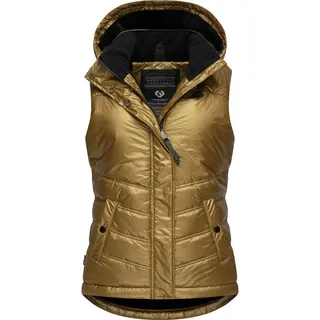 Ragwear Steppweste Hesty Bling Wasserdichte Outdoor-Weste mit abnehmbarer Kapuze goldfarben L (40)