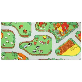 Primaflor Spielteppich BAUERNHOF Kinderteppich 95 x 200 cm Grau/Grün