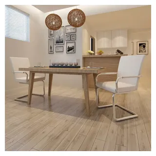 vidaXL Freischwinger Kunstleder weiß 2er Set