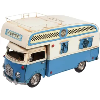 Wohnmobil hellblau Metall 28 cm mit Spardose Shabby Camper Vintage Auto Oldtimer Caravan Nostalgie Camping Reise Gutschein