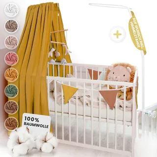 lilimaus Betthimmel Babybett inkl. Himmelstange - Himmel aus 100% Musselin Baumwolle - Tolles Geschenk für Baby- und Kinderzimmer - Himmelbett Vorhänge für Mädchen und Jungen