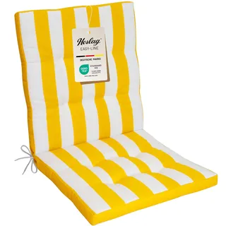 Herlag Niederlehner-Polsterauflage Mia 100x50x5cm | Gestreifte Gartenstuhlauflage | Auflage Blockstreifen für Niedriglehner | Pflegeleichte Easy-Line | Öko Tex 100 | 1 Polster | Gelb-Gestreift