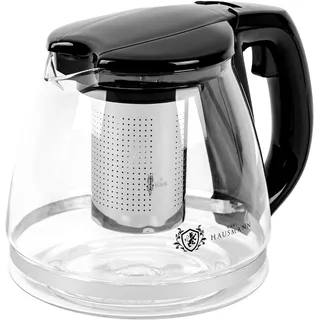 KARL HAUSMANN Teekanne Glas 1,5L mit Sieb - Hitzebeständige Glaskanne für Tee, Kräuter & Kaffee | Tee Kanne mit Filter, tropffreiem Ausguss & Spülmaschinengeeignet