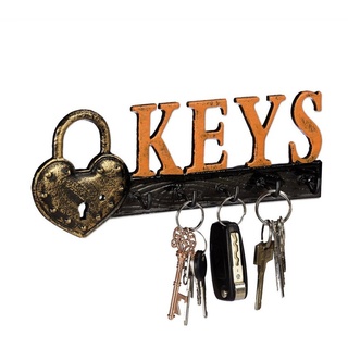 relaxdays Schlüsselbrett Schlüsselbrett Keys orange|schwarz