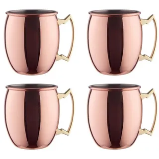 BUTLERS Cocktailglas Moscow Mule Becher Cocktailbecher Edelstahlbecher Cocktailtasse, 4-tlg., Edelstahl, in Rosegold 470 ml goldfarben