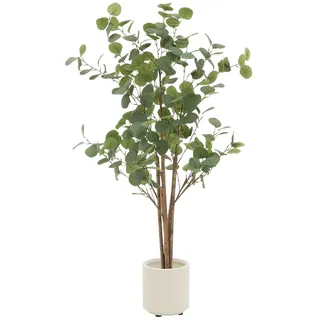 ML-Design – Künstlicher Eukalyptus – 120 cm | Naturholzstamm, im Topf, Kunstbaum wie echt für Wohnzimmer & Büro