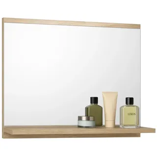 FreshYou Badspiegel mit 1 Ablage Badezimmerspiegel Spiegel Regal Wandspiegel Hängespiegel Badmöbel Spiegel Flurspiegel für Schlafzimmer für Badezimmer Sonoma Eiche 60X50