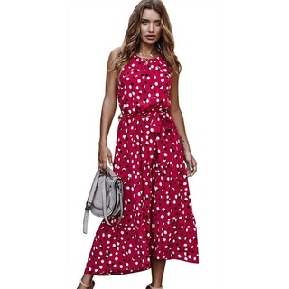 ZWY Maxikleid Damen rückenfreies ärmelloses Kleid mit gepunkteten Punkten (Kleider, Frühlings- und Sommerkleider, Damenbekleidung)