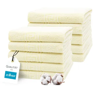 ZOLLNER 10er Set Handtücher in 50x100 cm - hautfreundliche und saugstarke Tücher in gelb - Mischgewebe - waschbar bis 95°C - Oeko Tex® Zertifiziert