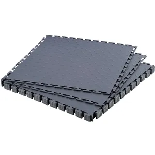 Vevor PVC Garagenboden, 8er-Pack 513x513x5 mm, Werkstattboden, Industrieboden, Klick Verlegung, rutschfeste PVC-Matten mit Diamantplatte für Werkstatt, Lager, Werkzeugraum, Graphitgrau