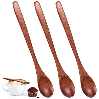 3 Stück Lange Teelöffel Holzlöffel Klein Langstieliger Holz Löffel Set Langgriff Wooden Spoon Honigrührlöffel Honiglöffel Mit Langem Griff Langen für Honig Müslilöffel Kaffee Tee Kochen Rühren