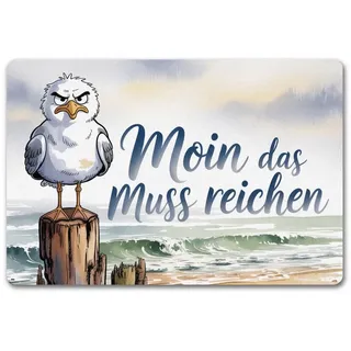 speecheese Fußmatte Möwe Aquarell Moin Spruch Fußmatte in 40x60 cm ohne Rand für 40 cm