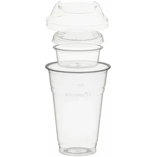VEPATIM 100 Trinkbecher 400ml + Domdeckel + 60ml Einsatzbecher stapelbar PLA