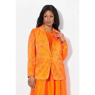 Ulla Popken Blusenblazer Satin-Blazer gemustert Reverskragen Langarm orange 50