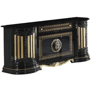 Interdesign24 Sideboard Bella (4-Türig, im Barock-Stil, mit Goldverzierungen), in Schwarz/Gold Hochglanz
