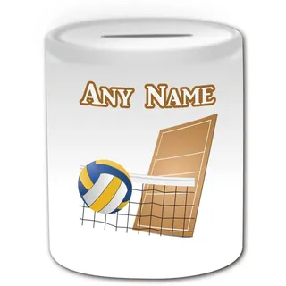 Personalisiertes Geschenk – Volleyball Spardose (Sport Design Thema, weiß) – alle Nachricht/Name auf Ihre einzigartige – Ball FIVB