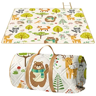 Picknickdecke Wasserdicht, Boho Picknickdecke Outdoor Tragbare Waschbar Stranddecke, Extra große 6.5MM Verdickt Campingdecke mit Tragegriff, Picnic Blanket für Outdoor Wandern Park Beach (300*200,C)