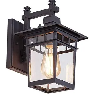 Retro Außenlampe Wasserdichter IP23 Außen-Wandleuchte Schwarz Wandlampe Aluminiumguss E27 Fassung Außenleuchte Gartenlampe Tor Terrassen Eingang Hauswand Beleuchtung 23 * 18 * 31cm...