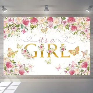 It's a Girl Babydusche Hintergrund Blumen Baby Shower Fotografie Hintergrund Blume Baby Mädchen Party Dekorationen Party Banner Stoffschild Plakat