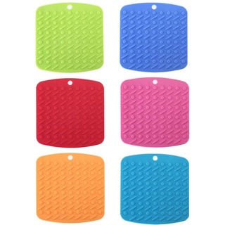 Bunte Silikon Topflappen, Topfuntersetzer, Glasöffner, Löffelablage und Knoblauch Schäler Matte (Set von 4) rot