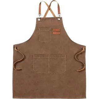 Leinenschürzen, Arbeitsschürzen Für Männer Und Frauen, Kochschürzen Mit Verstellbarem Riemen Und 3 Taschen, Schürzen Für Kellner, Kochen, Backen, Künstler, Maler, Kreuzfahrer