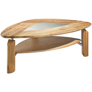 Novel Couchtisch, Eiche, Holz, Glas, Eiche, massiv, organisch, 85x45x121 cm, Wohnzimmer, Wohnzimmertische, Couchtische, Couchtische Glas