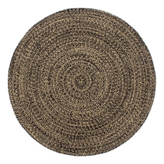 Teppich Handgefertigt Jute Schwarz und Braun 240 cm, furnicato, Runde schwarz
