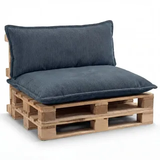Gutekissen® Palettenkissen Set – Sitzkissen für Europaletten – Palettenpolster, Gefüllt mit Granuliertem Poulirette-Schaum PLL (Dunkelblau, Eckkissen 70x40)