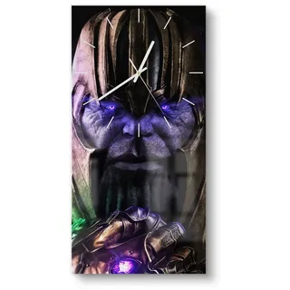 DEQORI Wanduhr 'Thanos Rüstung von Nahem' (Glas Glasuhr modern Wand Uhr Design Küchenuhr) goldfarben|schwarz 30 cm x 60 cm