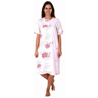 Normann Nachthemd Elegantes frauliches Damen kurzarm Nachthemd mit Knopfleiste am Hals rosa