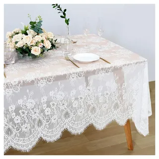 SoarDream Weiß Spitzen Tischläufer Exquisite Hochzeit Spitze Stoff 60x120 Zoll Vintage Spitze Overlay Rechteck Outdoor Party Event Deko Klassische Spitzen Tischdecke Frühling
